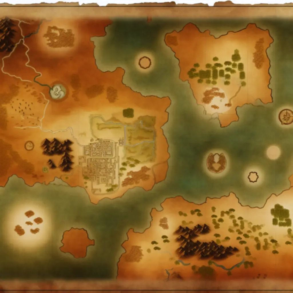 Mapa regionu z zaznaczonymi obszarami zadań pobocznych